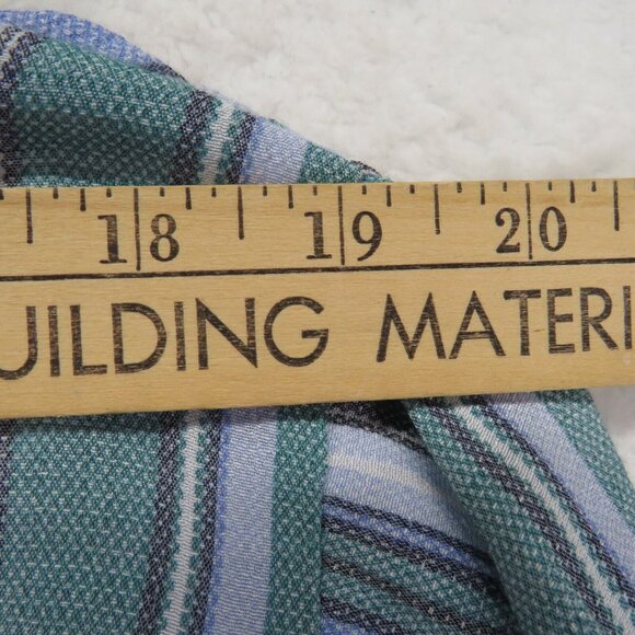 Catherines Shirt Womens Size 3X Stripe Blouse Blue Green Roll Tab Sleeves - Picture 6 of 8